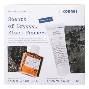 Korres Black Pepper Eau de Toillette Promo Set, Πακέτο με Άρωμα 50ml & Γαλάκτωμα για Μετά το Ξύρισμα 125ml