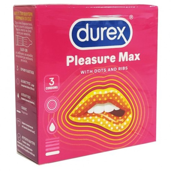 Durex Pleasuremax Προφυλακτικά με Ανάγλυφες Κουκίδες & Ραβδώσεις, 3τεμ