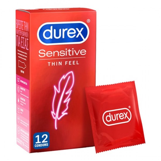 Durex Sensitive Προφυλακτικά Λεπτά για Μεγαλύτερη Ευαισθησία, 12τεμ