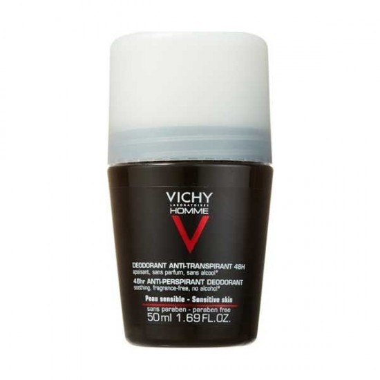 Vichy Homme 48h Deodorant Roll-on for Sensitive Skin Αποσμητικό για Ευαίσθητες Επιδερμίδες, 50ml