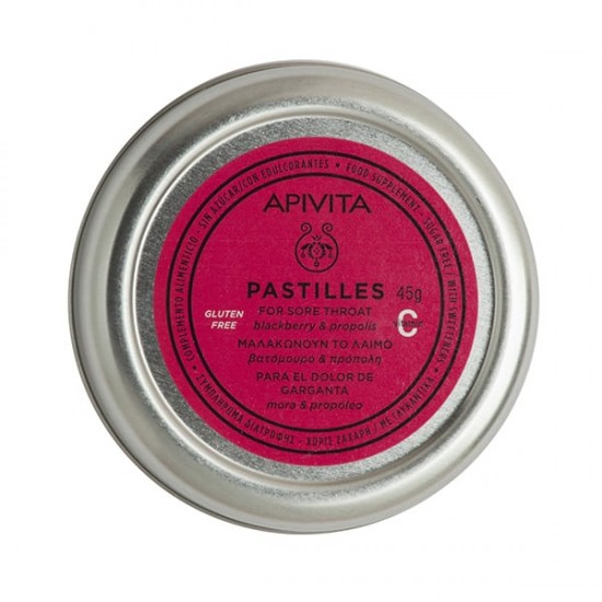 Apivita Pastilles Παστίλιες με Βατόμουρο & Πρόπολη για τον Πονόλαιμο & τον Βήχα, 45gr