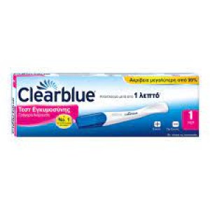 Clearblue Τεστ Εγκυμοσύνης Γρήγορη Ανίχνευση Αποτέλεσμα μόλις σε 1 λεπτό 1τμχ 