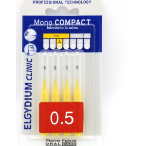 ELGYDIUM Clinic Mono Compact 0.5mm, Μεσοδόντια βουρτσάκια, για την απομάκρυνση της πλάκας & των τροφών, 4 τμχ