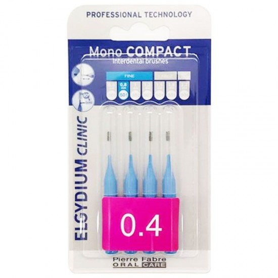 ELGYDIUM Clinic Mono Compact 0.4mm, Μεσοδόντια βουρτσάκια, για την απομάκρυνση της πλάκας & των τροφών, 4 τμχ