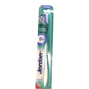 Jordan Clean Between Medium Οδοντόβουρτσα με Μικροίνες Μέτρια σε Πράσινο Χρώμα, 1τεμ.