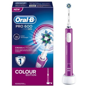 OralB Ηλεκτρική Οδοντόβουρτσα PRO 600 Cross Action - Colour Edition Ροζ 1 τμχ