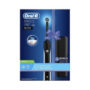 Oral-B Επαναφορτιζόμενη Ηλεκτρική Οδοντόβουρτσα Pro 1 750 Black Edition & δώρο θήκη Ταξιδίου, 1τμχ