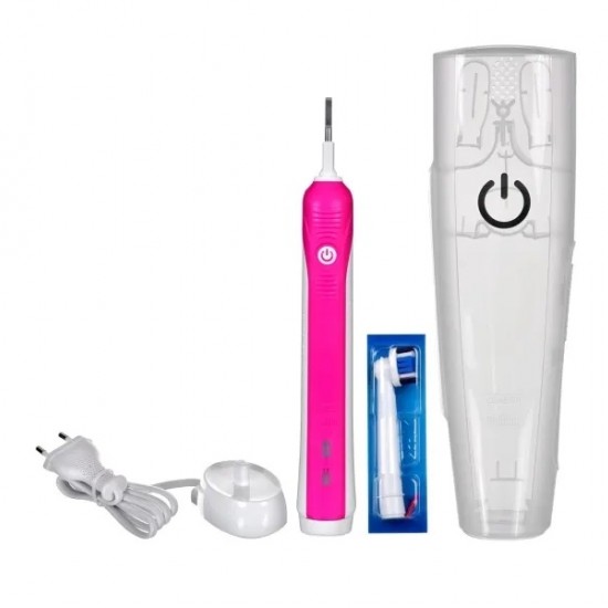 ORAL-B Pro 750 Pink 3D White, Ηλεκτρική Οδοντόβουρτσα & Δώρο Θήκη Ταξιδιού Ροζ Χρώμα, 1τμχ.