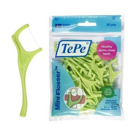 Tepe Good Mini Flosser Οδοντικό Νήμα Μιας Χρήσης Πράσινο Χρώμα 36 Τεμάχια
