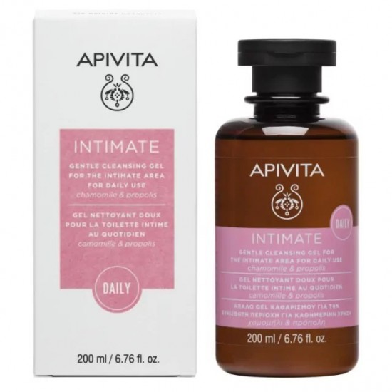 APIVITA Intimate Daily Απαλό Gel Καθαρισμού για την Ευαίσθητη Περιοχή για Καθημερινή Χρήση με Χαμομήλι & Πρόπολη 200ml 