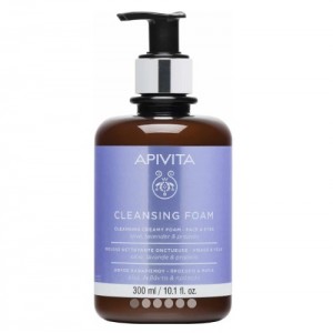 Apivita Cleansing Foam Face & Eyes Κρεμώδης Αφρός Καθαρισμού για Πρόσωπο & Μάτια με Ελιά, Λεβάντα & Πρόπολη, 300ml