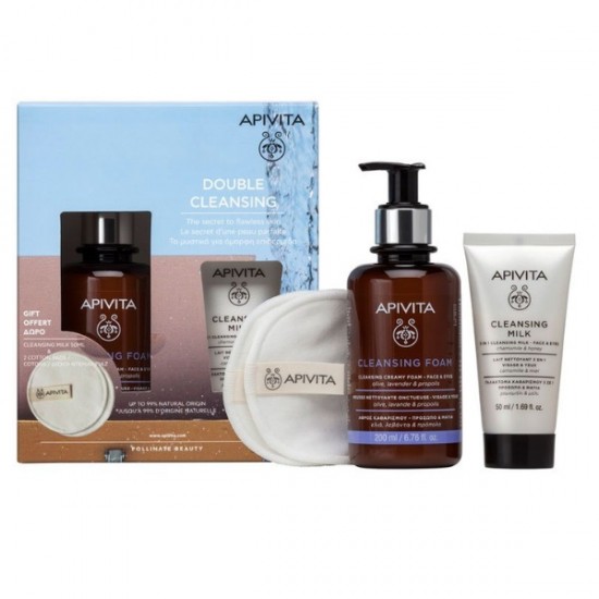 Apivita Promo Cleansing Foam 200ml, Cleansing Milk 3 in 1, 50ml & Δίσκοι Ντεμακιγιάζ, 2τμχ