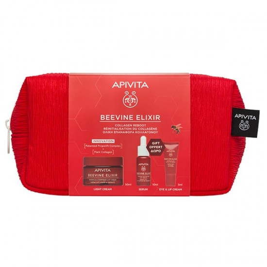 Apivita Promo Beevine Elixir Wrinkle & Firmness Lift Cream Light Texture 50ml & Δώρο Firming Activating Lift Serum 10ml & Δώρο Wrinkle Lift Eye & Lip Cream 5ml & Νεσεσέρ, 1 Τεμάχιο
