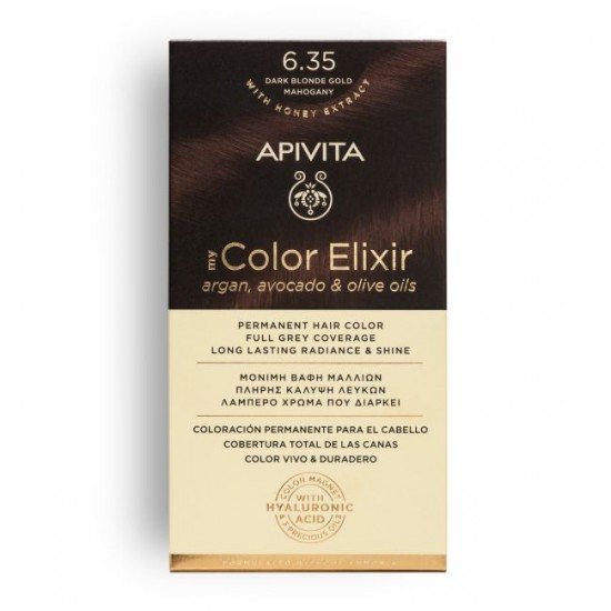 Apivita My Color Elixir Permanent Hair Color Μόνιμη Βαφή Μαλλιών No 6.35 Ξανθό Σκούρο Μελί Μαονί