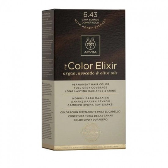 Apivita My Color Elixir Permanent Hair Color Μόνιμη Βαφή Μαλλιών No 7.43 Ξανθό Σκούρο Χάλκινο Μελί
