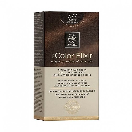 Apivita My Color Elixir Μόνιμη Βαφή Μαλλιών - Ξανθό Έντονο Μπεζ 7.77, 1 Τμχ