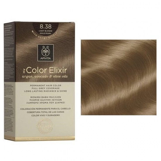 Apivita My Color Elixir Permanent Hair Color Μόνιμη Βαφή Μαλλιών No 8.38 Ξανθό Ανοιχτό Μελί Περλέ