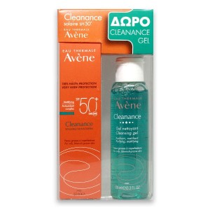 Avene Promo Πακέτο Προσφοράς Cleanance Solaire SPF50+ Αντηλιακό Προσώπου 50ml + Eau Thermale Cleanance Gel Nettoyant Γέλη Καθαρισμού Προσώπου 100ml