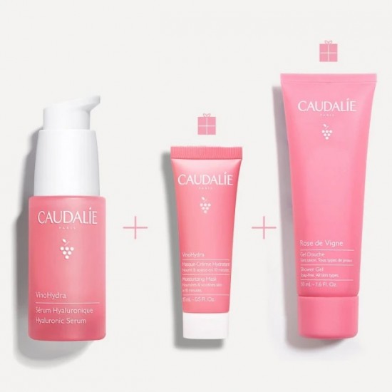  Caudalie Xmas Promo Vinohydra The Moisturizing Routine για Ενυδάτωση της Επιδερμίδας με Hyaluronic Serum Ενυδατικό Ορό Προσώπου, 30ml & Δώρο Moisturizing Gel Καθαρισμού Προσώπου, 30ml & Sorbet Cream Moisturizer Δροσερή Κρέμα Προσώπου, 15ml, 1σετ