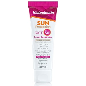 Histoplastin Sun Protection Face Cream to Powder Tinted-Medium SPF50 50ml 