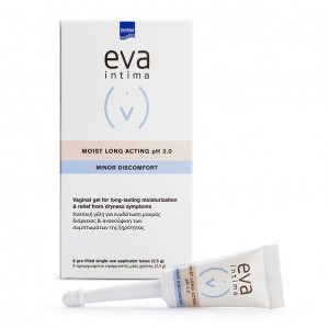 Intermed Eva Intima Moist Log Acting pH 3.0 Υγραντική Κολπική Γέλη για Ανακούφιση της Ξηρότητας, 9 Κολπικοί Εφαρμοστές 2,5g