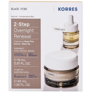Korres Black Pine Plump-Up Sleeping Facial Κρέμα Νύχτας με Μαύρη Πεύκη 4D για Σύσφιγξη & Lifting, 40ml & Δώρο Overnight Total Revival Serum Ορός Προσώπου για Ολική Ανανέωση, 15ml