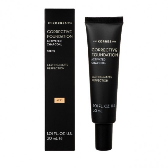 Korres Corrective Foundation SPF15 / Acf2 Διορθωτικο Make Up για Μετριες Ατελειες με Ενεργό Άνθρακα, 30ml