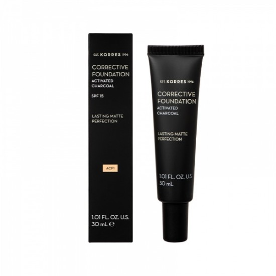 Korres Corrective Foundation SPF15 / Acf1 με Ενεργό Άνθρακα - Διορθωτικο Make Up Για Μετριες Ατελειες 30ml