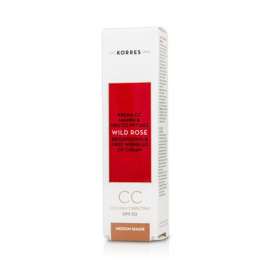 Korres Wild Rose CC Cream SPF30 Medium Shade Ενυδατική Κρέμα με Χρώμα Μεσαίας Απόχρωσης, 30ml