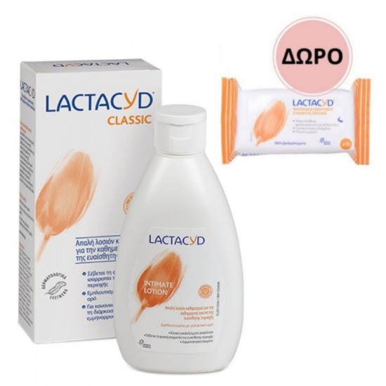 Lactacyd Intimate Washing Lotion & Intimate Wipes 15τμχ Καθημερινή Προστασία & Φροντίδα για την Ευαίσθητη Περιοχή, 300ml