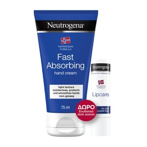 Neutrogena Πακέτο Προσφοράς Fast Absorbing Hand Cream 75ml & Δώρο Neutrogena Lip Care Stick 4.8gr