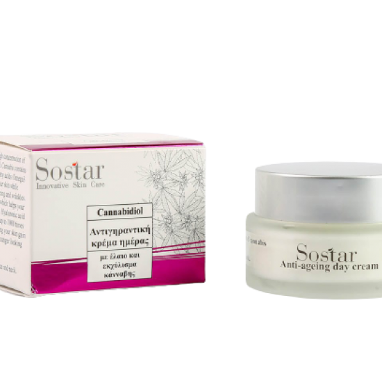 Sostar Canabidiol Anti Ageing Day Cream Αντιγηραντική Κρέμα Ημέρας με Έλαιο & Εκχύλισμα Κάνναβης, 50ml