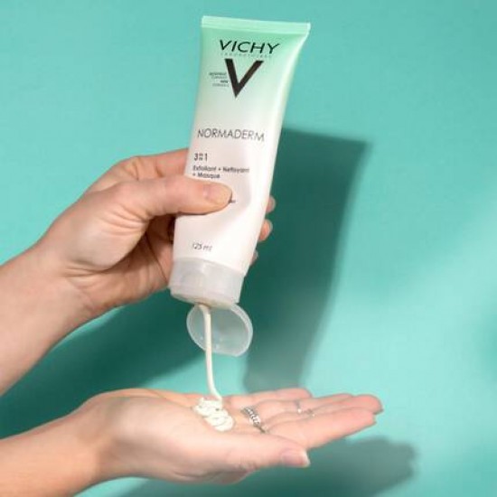 Vichy Normaderm Exfoliant & Nettoyant & Masque 3 σε 1 Απολέπιση, Καθαρισμός & Μάσκα για Λιπαρές Επιδερμίδες, 125 ml