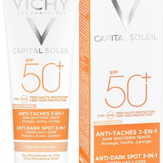 Vichy Capital Soleil Anti Dark Spot Tinted 3 in 1 SPF50+, Αντιηλιακή Προσώπου Κατά Των Κηλίδων Με Χρώμα & Μη Λιπαρή Υφή, 50ml