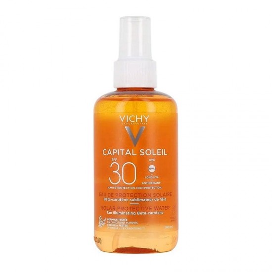 Vichy Ideal Soleil Enhanced Tan Protective Solar Water SPF30 Αντηλιακό Νερό για Λαμπερό Μαύρισμα με Βήτα Καροτίνη, 200ml