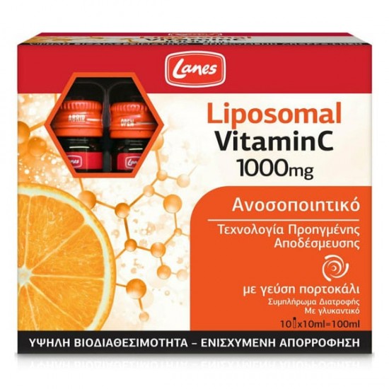 Lanes Liposomal Vitamin C 1000mg Συμπλήρωμα Διατροφής για την Ενίσχυση του Ανοσοποιητικού με Γεύση Πορτοκάλι, 10x10ml