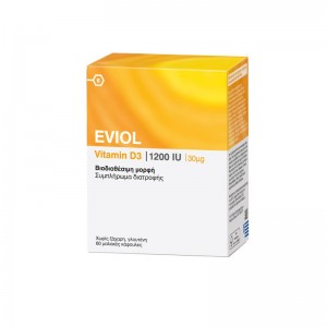 Eviol Vitamin D3 1200IU Συμπλήρωμα Διατροφής για τη Φυσιολογική Λειτουργία των Οστών των Δοντιών και των Μυών 30μg, 60 caps