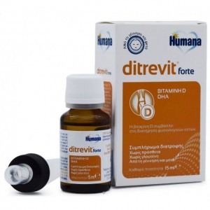 Humana Ditrevit Forte Συμπλήρωμα Διατροφής με Βιταμίνη D3 & DHA για Μωρά, 15ml
