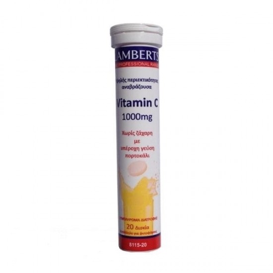 Lamberts Vitamin C Αναβράζον με Γεύση Πορτοκάλι 1000mg, 20 tabs