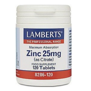 Lamberts Zinc Συμπλήρωμα Διατροφής Ψευδαργύρου 25mg, 120tabs
