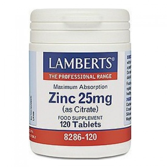 Lamberts Zinc Συμπλήρωμα Διατροφής Ψευδαργύρου 25mg, 120tabs