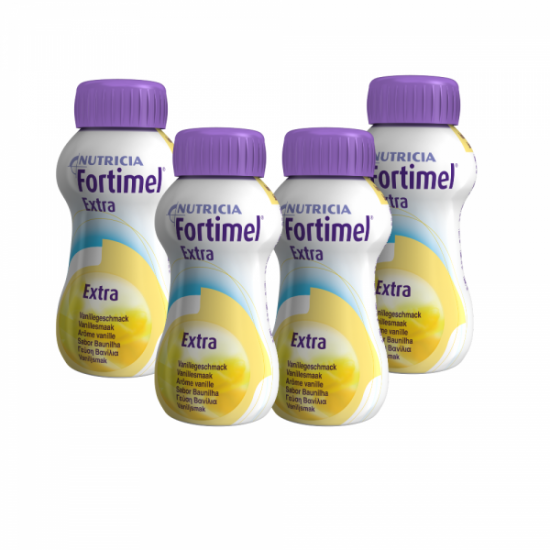 Nutricia Fortimel Extra Βανίλια Θρεπτικό Συμπλήρωμα Διατροφής σε Υγρή Μορφή Υψηλής Περιεκτικότητας σε Πρωτεϊνη, 4 x 200ml