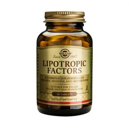 Solgar Lipotropic Factors Συμπλήρωμα Διατροφής για Έλεγχο του Σωματικού Βάρους - Ενισχύει το Μεταβολισμό του Λίπους & Βοηθά τη Μείωση της Χοληστερίνης, 50tabs