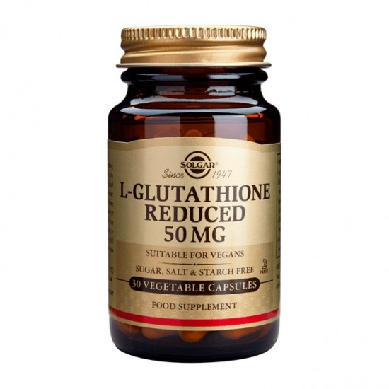 Solgar L-Glutathione 50mg Συμπλήρωμα Διατροφής με το Αμινοξύ L-Γλουταθειόνη για Αποτοξίνωση & Καλή Υγεία του Ήπατος, 30veg.caps