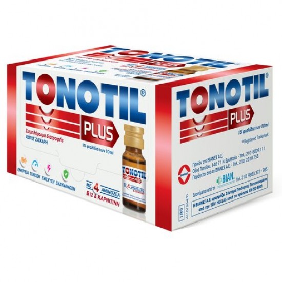 Tonotil Plus Συμπλήρωμα Διατροφής με 4 Αμινοξέα B12 & Καρνιτίνη 15 vials x 10ml