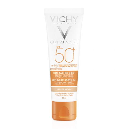 VICHY CAPITAL SOLEIL ANTI-DARK SPOTS 3IN1 TINTED SPF50 50ML & ΔΩΡΟ MINERAL 89 PROBIOTIC FRACTIONS 10ML