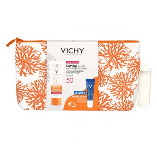 Vichy Set Capital Soleil Anti-Ageing 3 in 1 SPF50 Αντηλιακό Προσώπου Κατά Των Ρυτίδων 50ml + Δώρο Mineral 89 Probiotic Fractions 10ml 