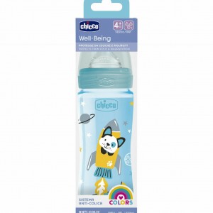 Chicco Well-Being Μπιμπερό Πλαστικό με Θηλή Σιλικόνης Γρήγορης Ροής 4m+, 330ml