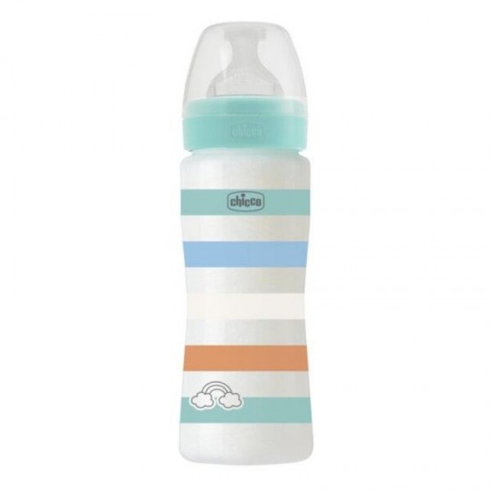 Chicco Bottle Well Being Anti-Colic System Μπιμπερό Πλαστικό 4m+ Γαλάζιο, 330ml