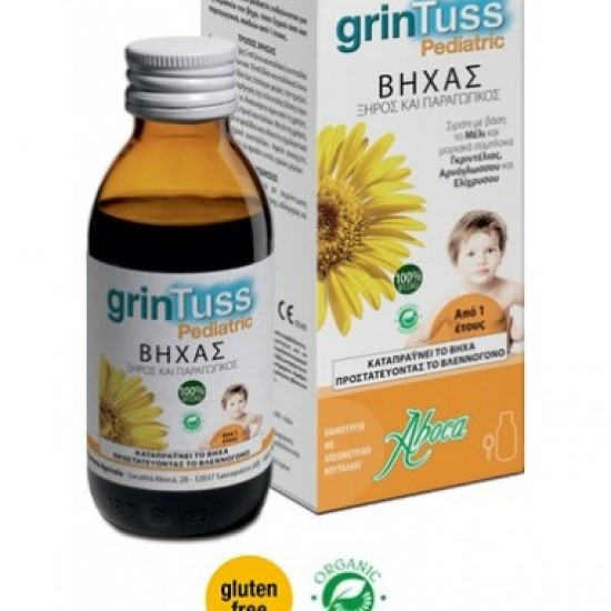 Aboca Grintuss Pediatric Παιδικό Σιρόπι για Ξηρό & Παραγωγικό Βήχα, Προστατεύει Δημιουργώντας ένα Φιλμ Φραγμού, 180ml